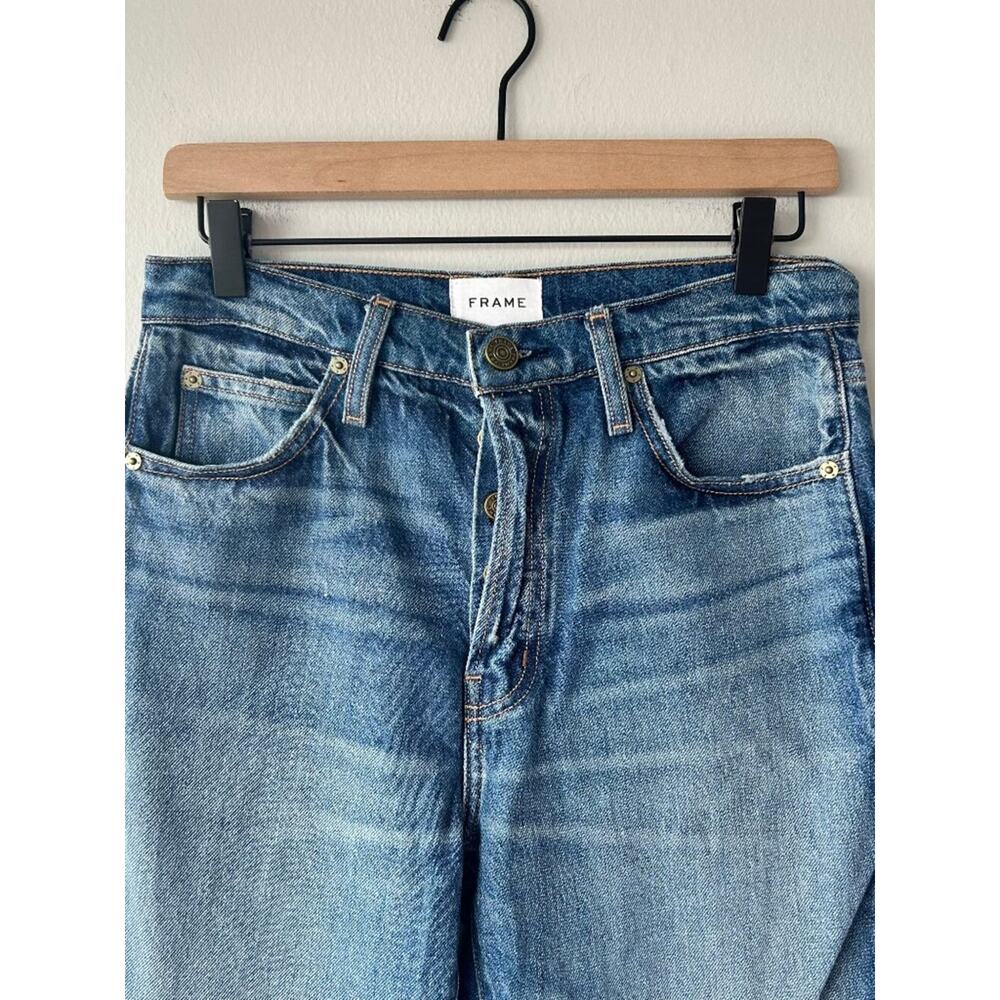 FRAME Le Mec Malibu Relaxed Boyfriend Jeans 25 Button Fly Raw Hem 100% Cotton - Picture 3 of 10
